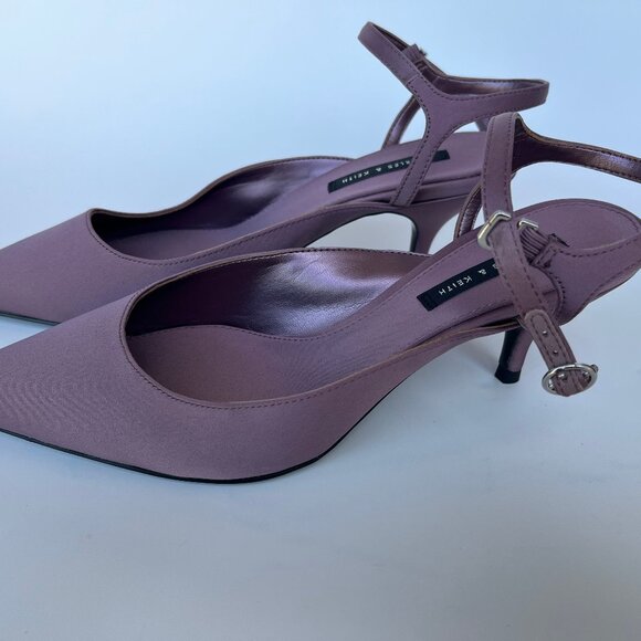 Charles & Keith Purple Pointed Ankle-Strap Kitten Heels - New - Picture 2 of 4